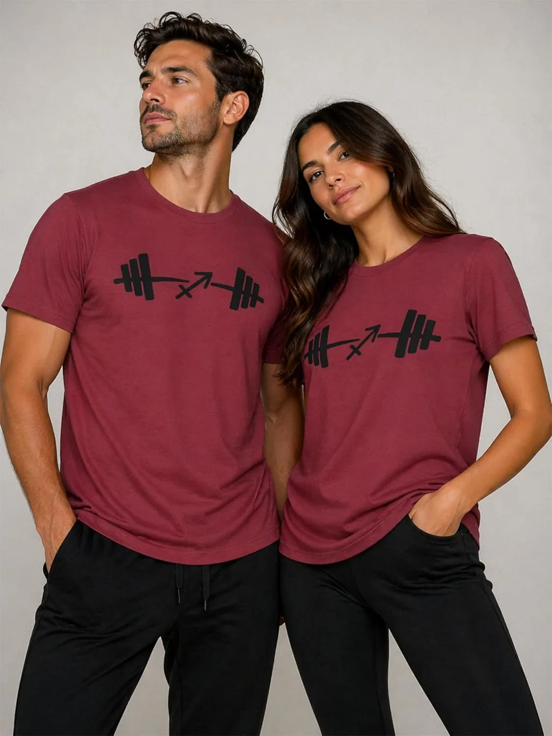 Футболка с символом Стрельца и штангой, GENERIC, Heather Columbia Blue — фото 2