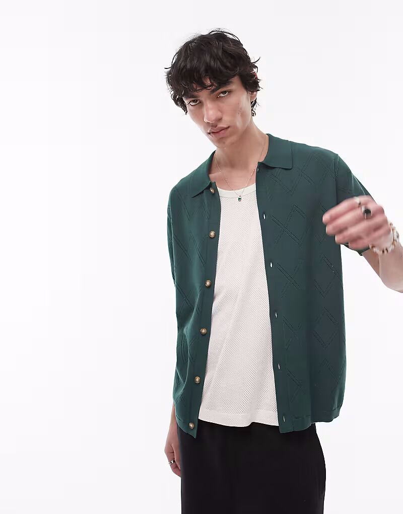 

Вязаная крючком рубашка Topman зеленого цвета