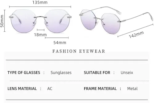 

Солнцезащитные очки без оправы 2027 года для женщин, многоугольные солнцезащитные очки без оправы, металлические линзы для мужчин с градиентом MTZJH, Gold With Green