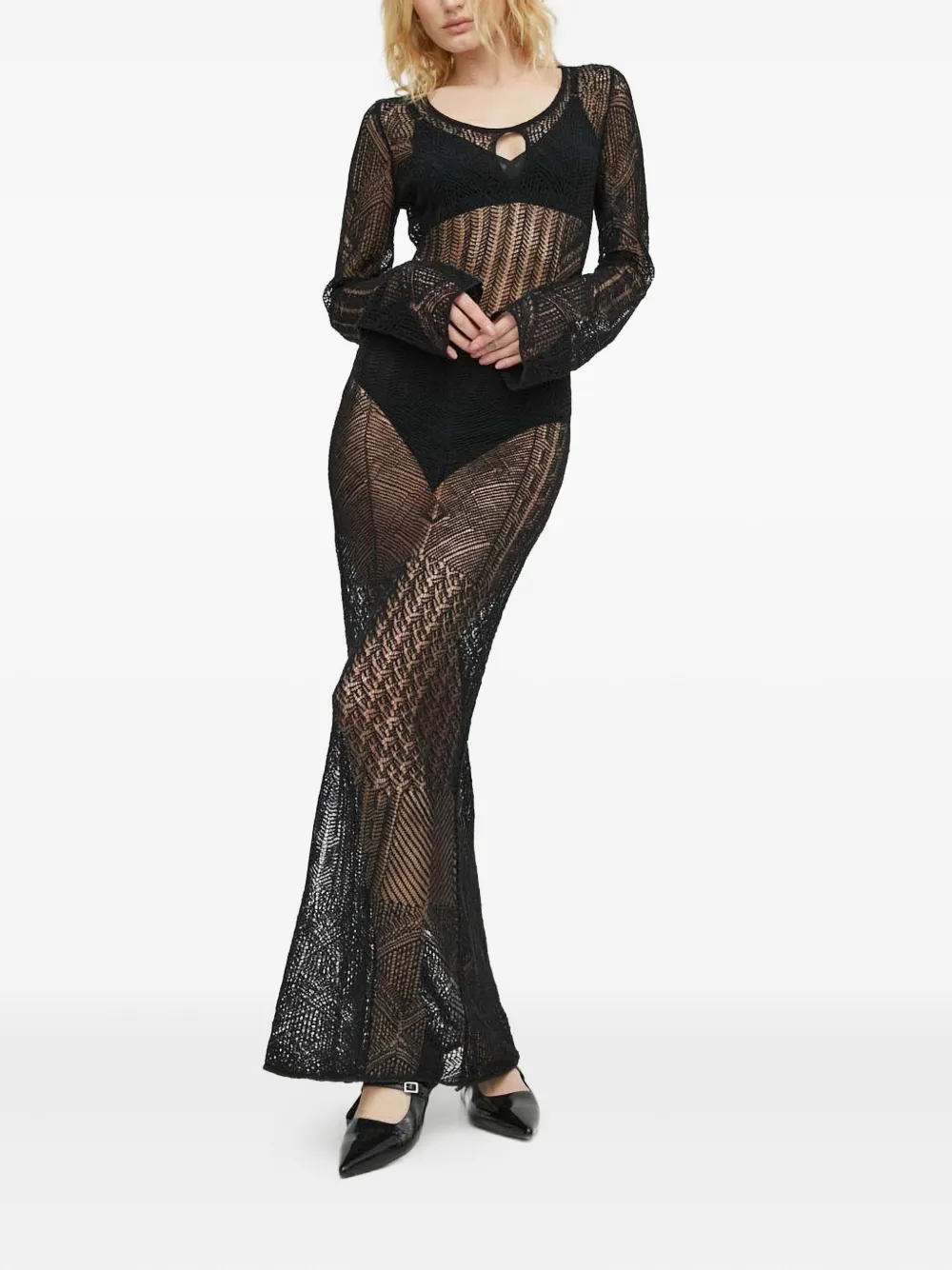 

Макси-платье с вырезами и длинными рукавами Herskind, черный