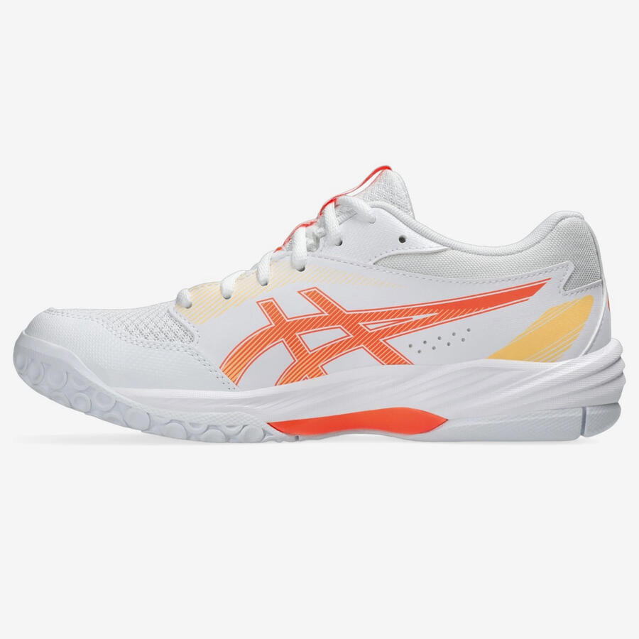 ASICS Женские/мужские гандбольные кроссовки для игры в помещении Gel Task 4, белые/оранжевые — фото 2