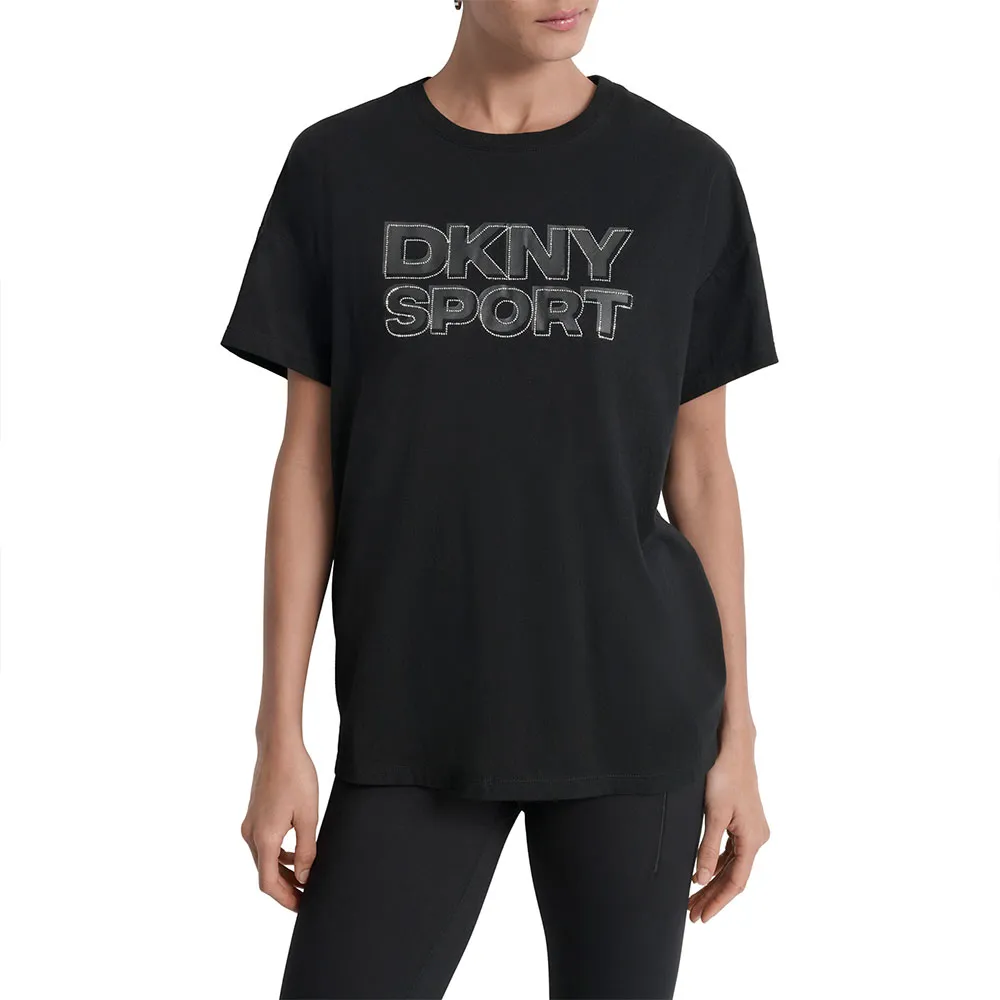 

Футболка с коротким рукавом DKNY Sport Outline Rhinestone Logo, черный