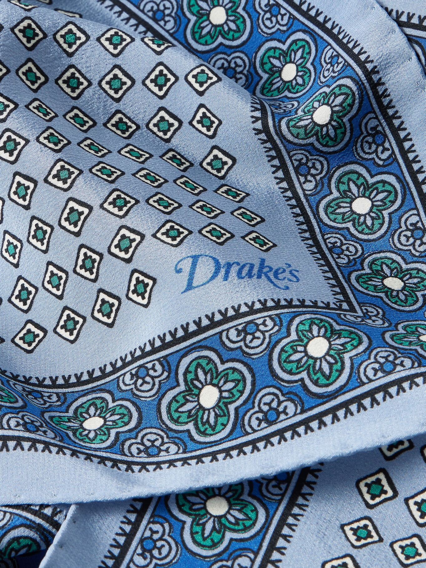 

Шелковый нагрудный платок с принтом DRAKE'S, синий