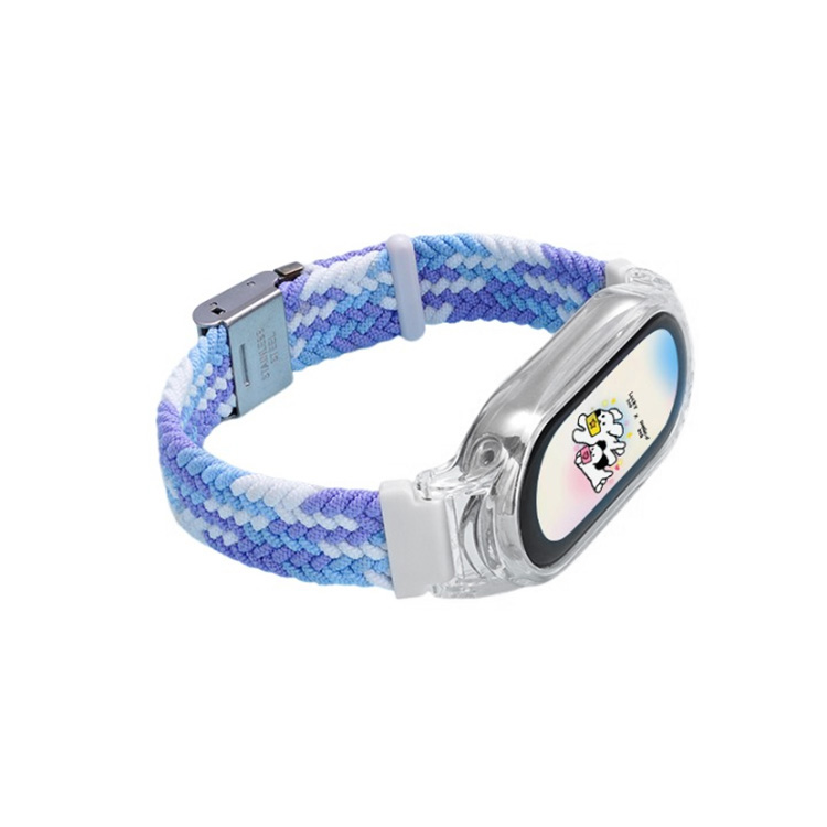 

IBOANN Часы Strap Xiaomi Compatibility Nylon Material 280mm, Snap Button Nylon-Light Purple Blue