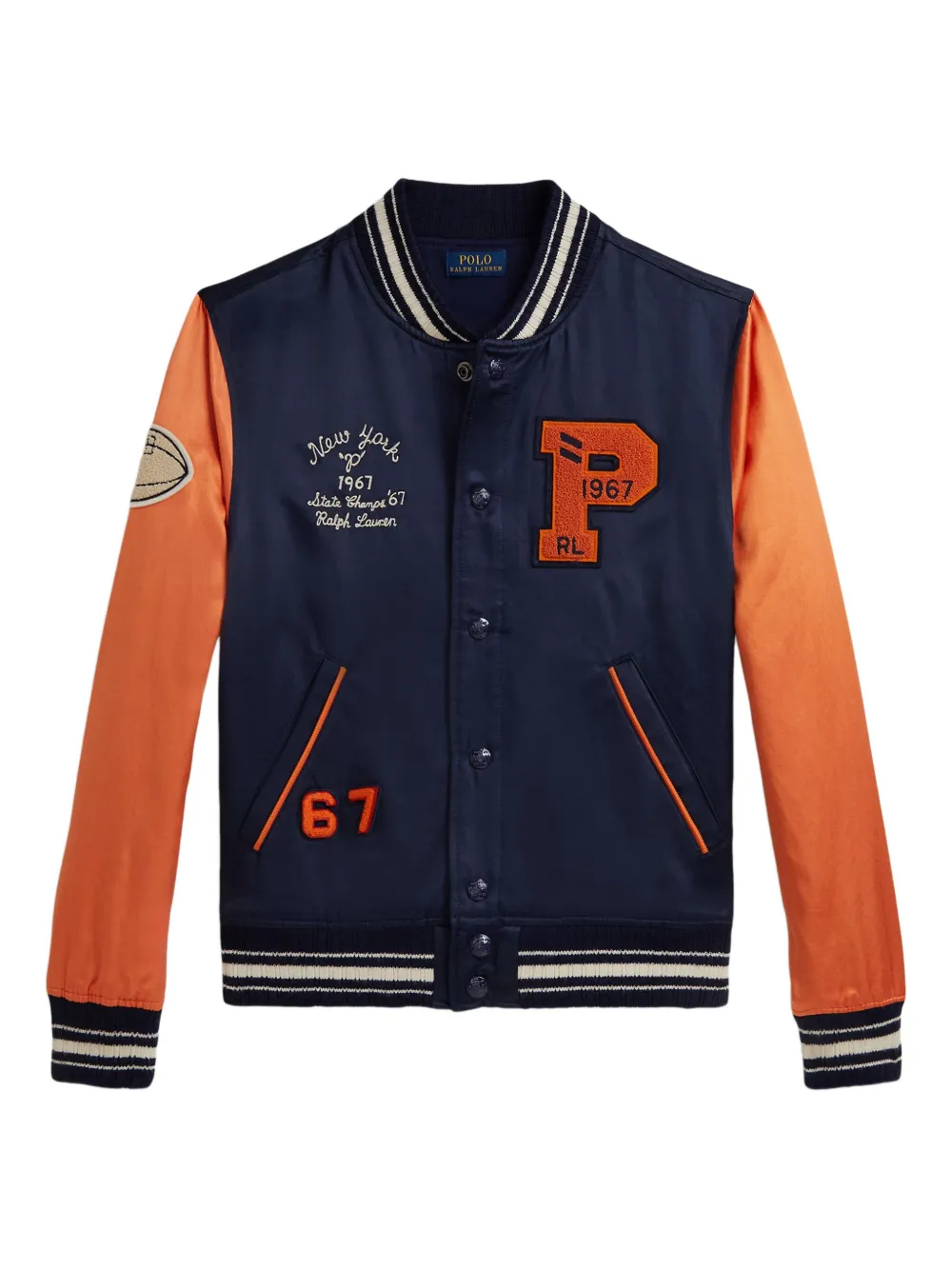

Ребристая двухцветная куртка-бомбер POLO RALPH LAUREN KIDS, синий