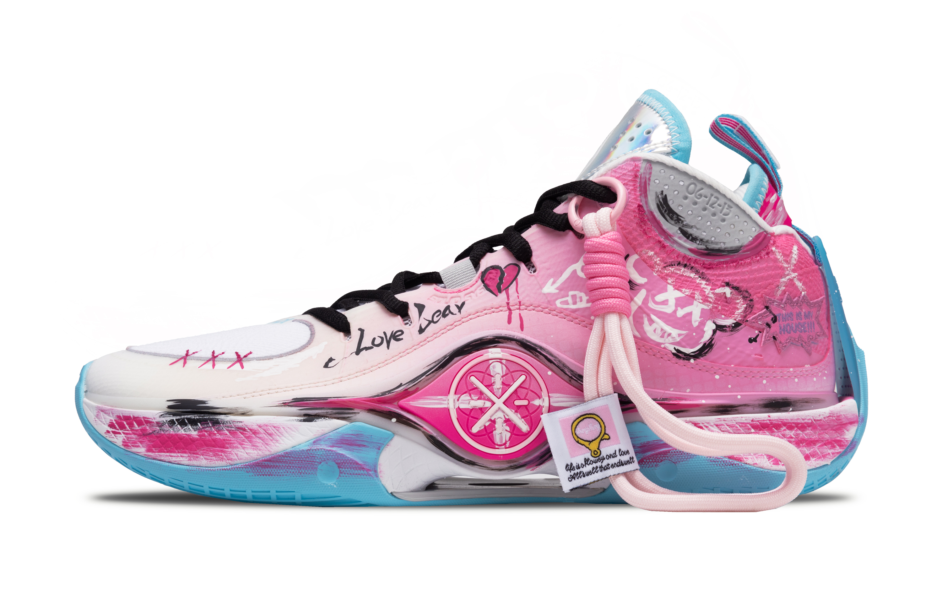 

LINING Баскетбольные кроссовки с амортизацией, ударопрочные, с низким верхом, ярко-розовые, мужские