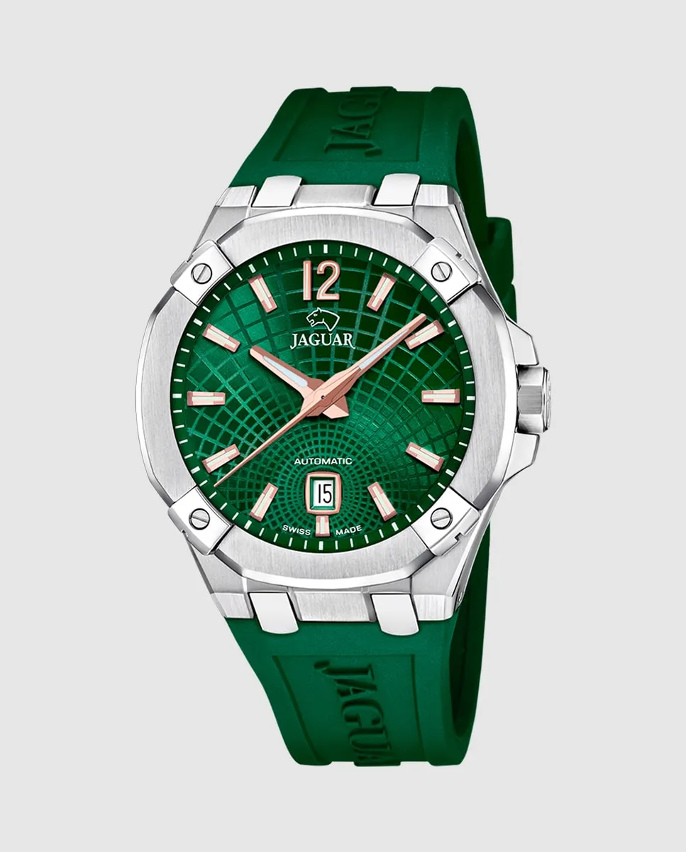 

J1030/3 Дипломатические мужские часы из зеленой резины Jaguar, зеленый