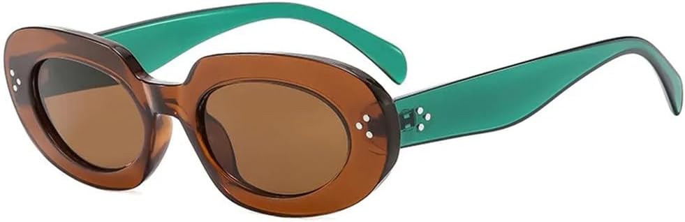 

Солнцезащитные очки Rivet Oval для женщин и мужчин в стиле панк с защитой от УФ-излучения UV400, идеально подходят для занятий спортом на открытом воздухе, бега и путешествий UYPTK, Tea Tea