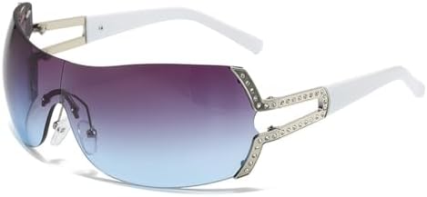 

Солнцезащитные очки овальной формы без оправы 2027 года, большие, с полой внутренней частью, для женщин, в стиле стимпанк, с защитой от ультрафиолета UV400 MTZJH, Grayblue