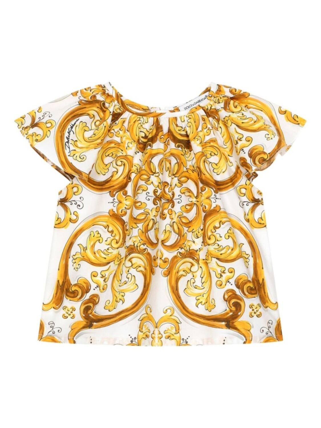 

Dolce & Gabbana Kids блузка с принтом Majolica, желтый