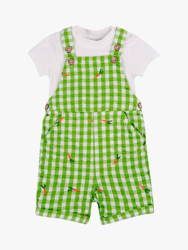 

Боди из органического хлопка baby alfred и хлопчатобумажный комбинезон в клетку Frugi, цвет Macaw/Multi