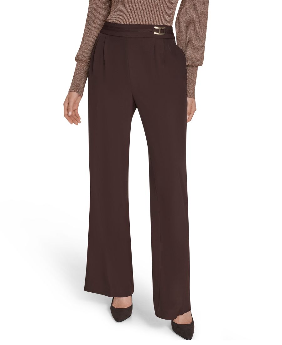 

Женские брюки со средней посадкой и широкими штанинами Halston, Espresso