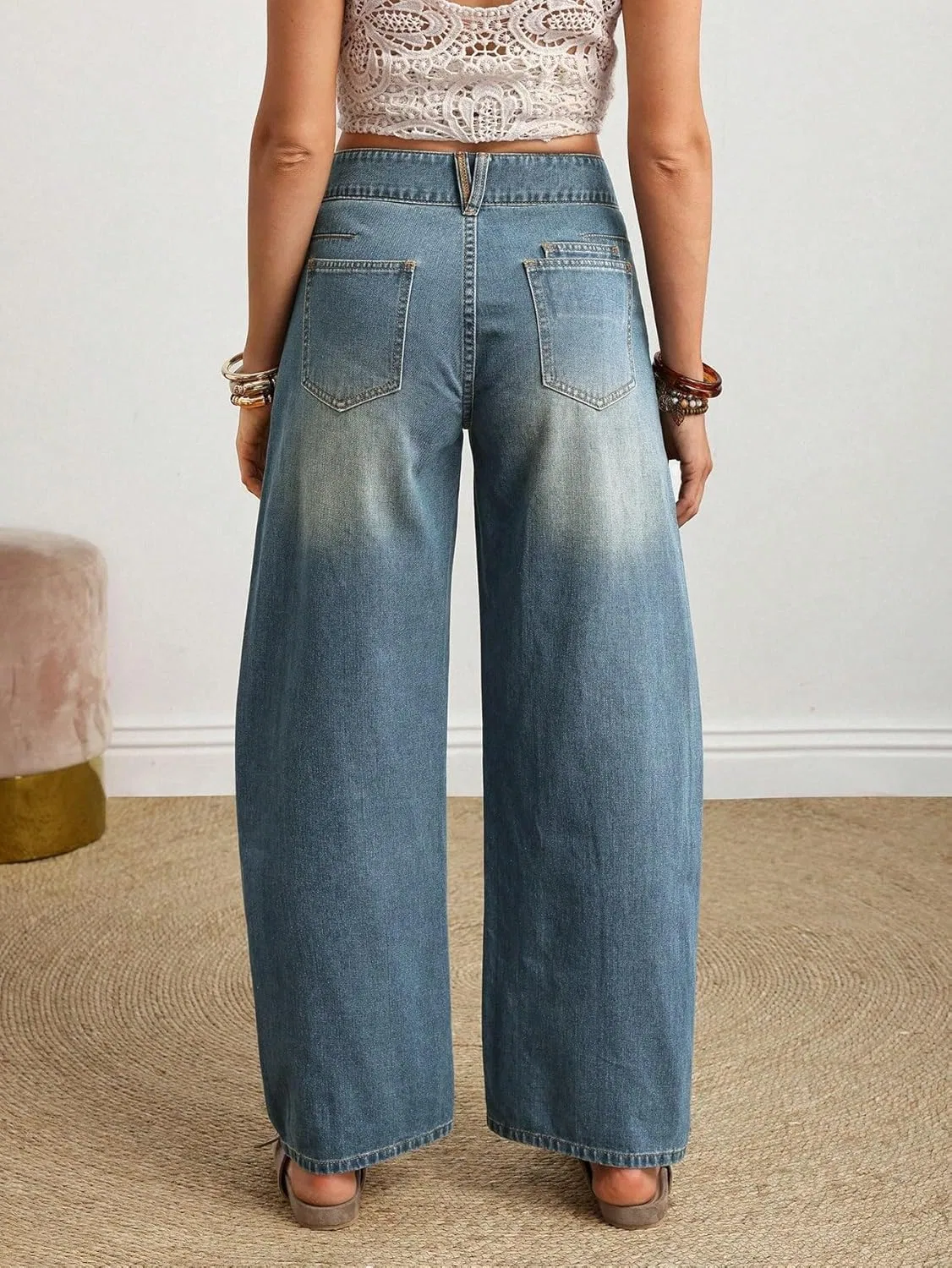 Джинсы свободного кроя Baggy Jeans Women, Blue — фото 3