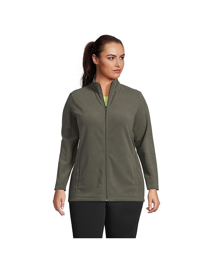 

Флисовая куртка больших размеров на молнии во всю длину Lands' End, зеленый