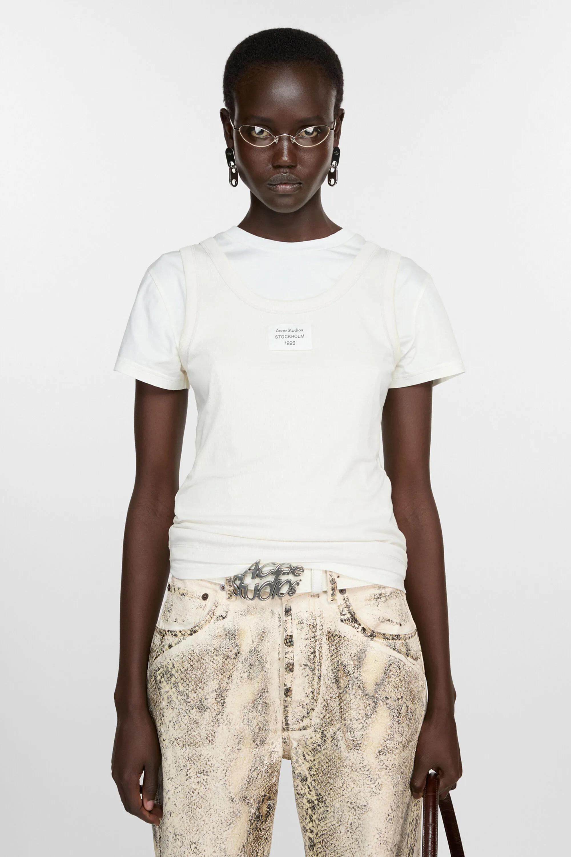 

Многослойная футболка Acne Studios, кремовый