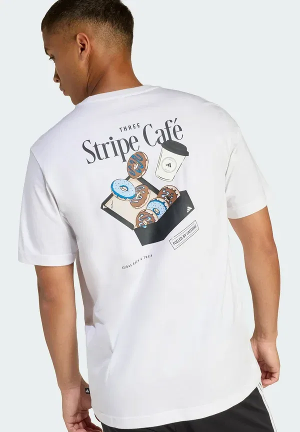 Футболка Adidas Sportswear с графическим принтом Coffee cafe donut box, белый