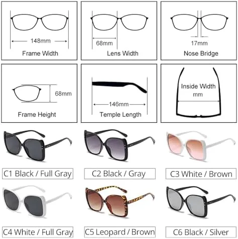 

Винтажные солнцезащитные очки большого размера для женщин, градиентные, с защитой от УФ-излучения UV400, большие белые солнцезащитные очки MTZJH, C3 White - Brown