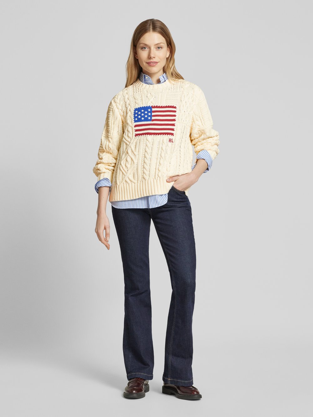 

Вязаный свитер с этикеткой Polo Ralph Lauren, кремовый