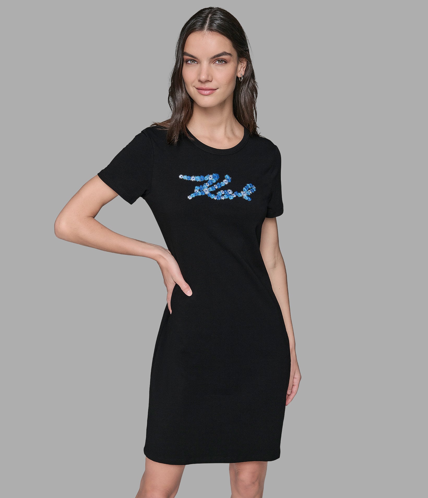 

Платье-футболка karl daisies KARL LAGERFELD PARIS, черный