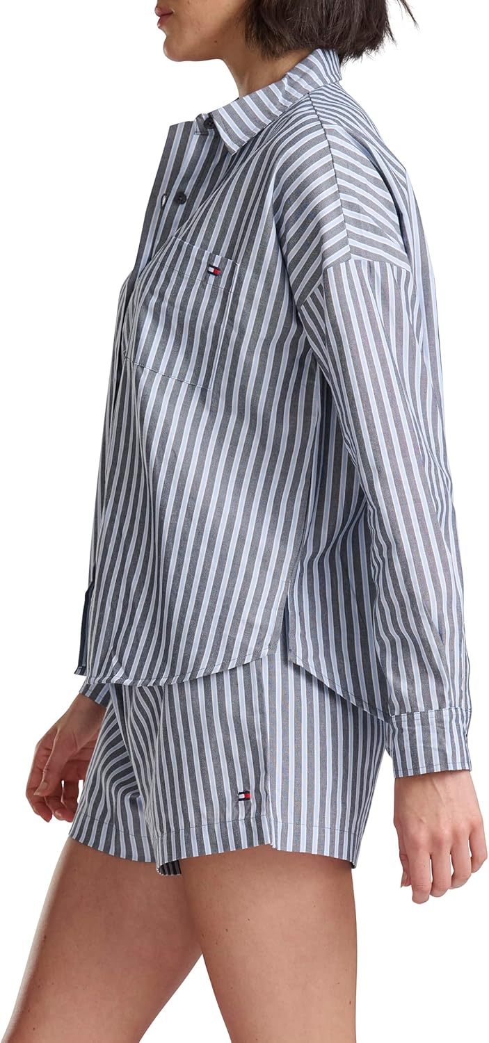 Женская блузка-слип Tommy Hilfiger Boyfriend Fit, Sky Captain Stripe — фото 3