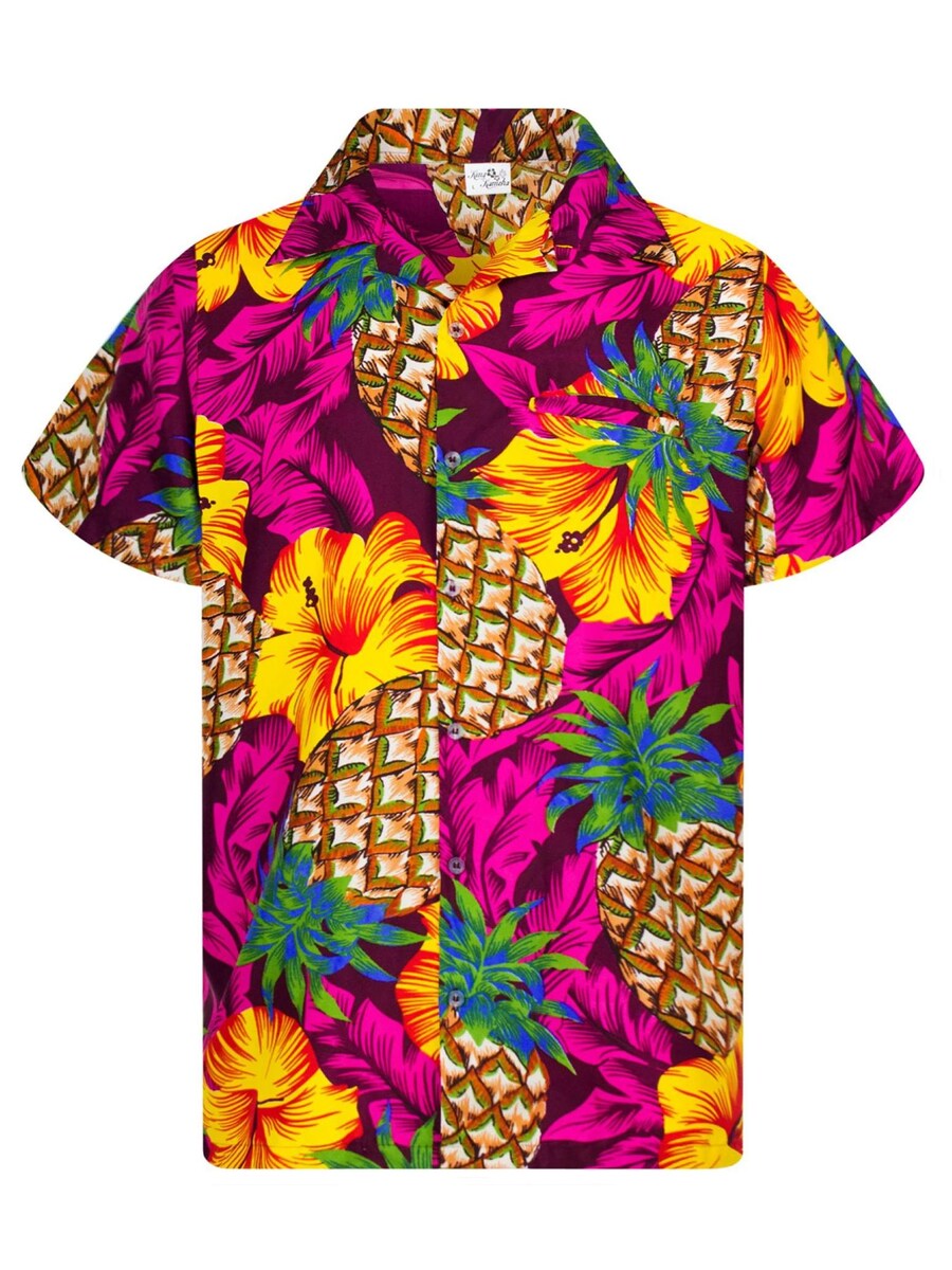 

Рубашка King Kameha Pineapple Hibiscus, цвет Magenta