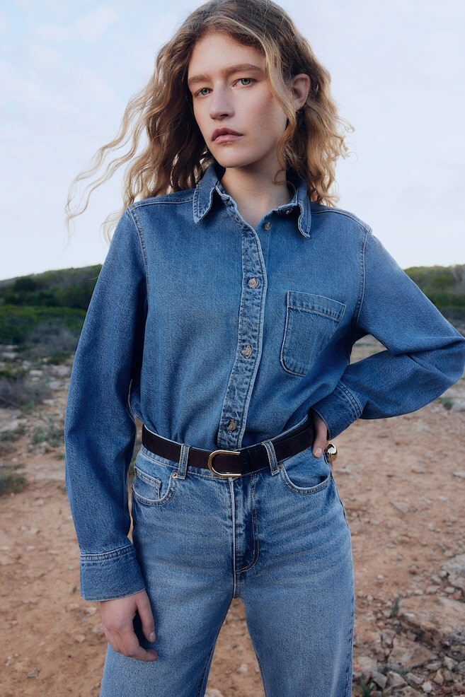 

Джинсовая рубашка блузка H&M, синий