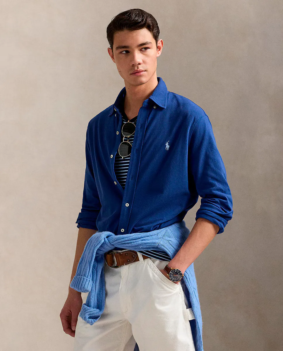 

Ультралегкая мужская рубашка из пике Polo Ralph Lauren, индиго/синий