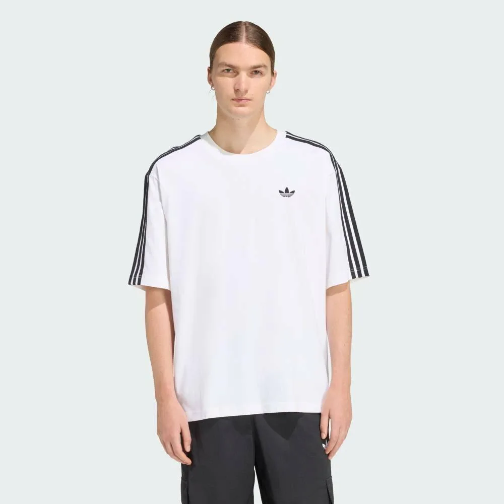 Футболка Adicolor с тремя полосками, увеличенного размера Adidas, white