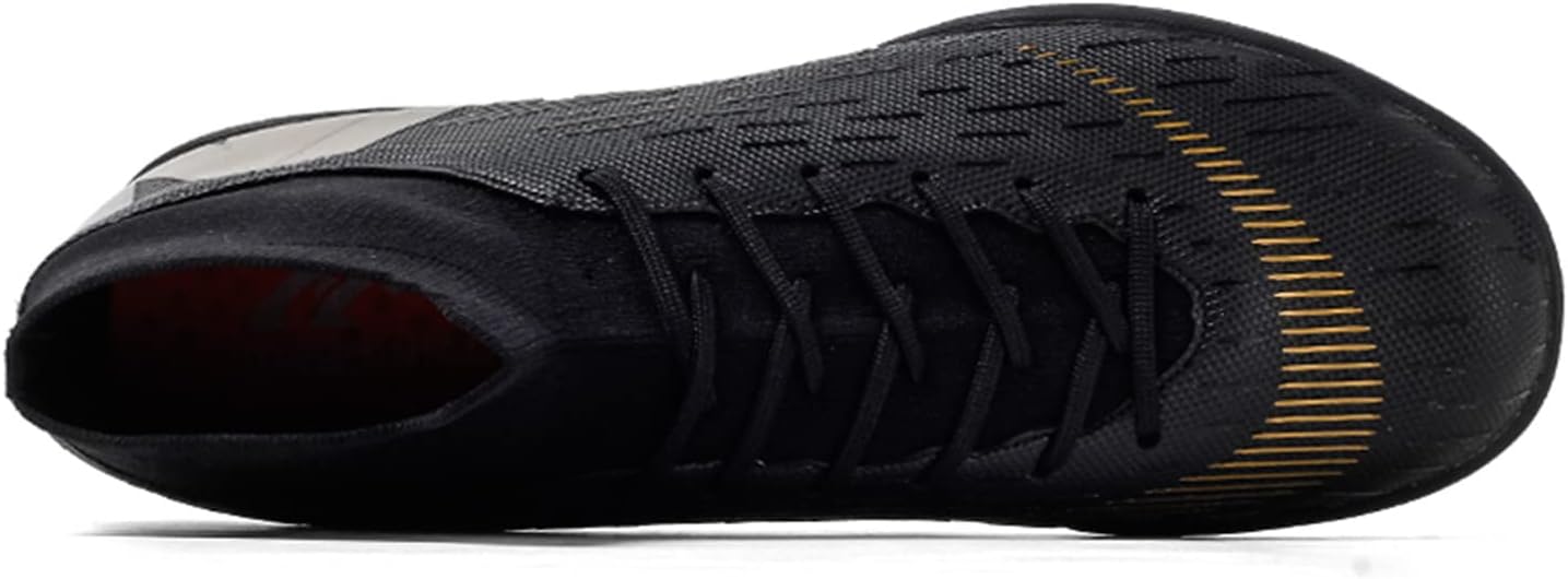 Кроссовки JOSKAA Unisex Soccer Skeak легкие, дышащие, не скользят и амортизируют, а The Youth high top Indoor Lawn Training Hard Bottom TF/AG, черный — фото 3