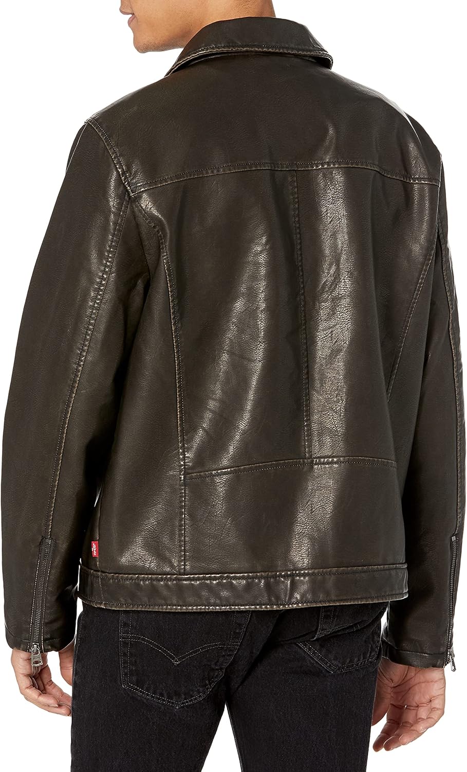 Мужская куртка-гонщица Levi's из искусственной кожи с отложным воротником, Dark Brown — фото 3