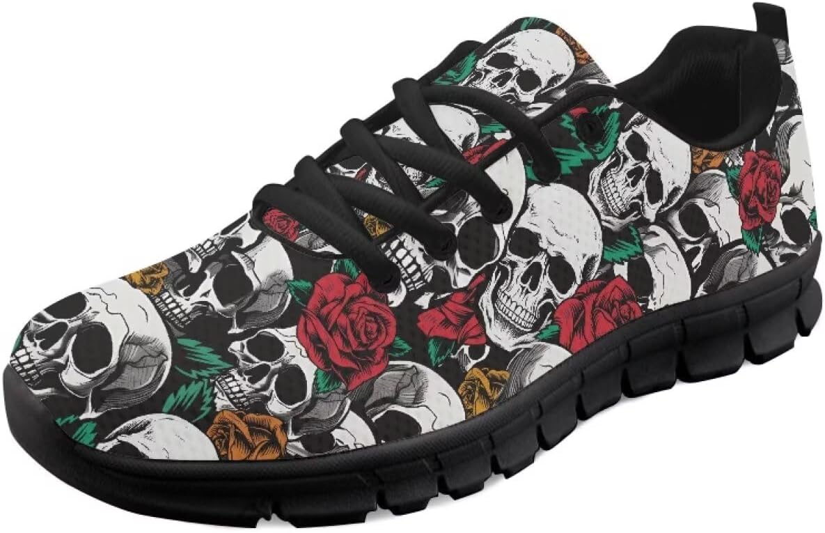 

Мужские теннисные кроссовки легкие, дышащие, из сетки для повседневной носки Yreiwoby, Skull Floral