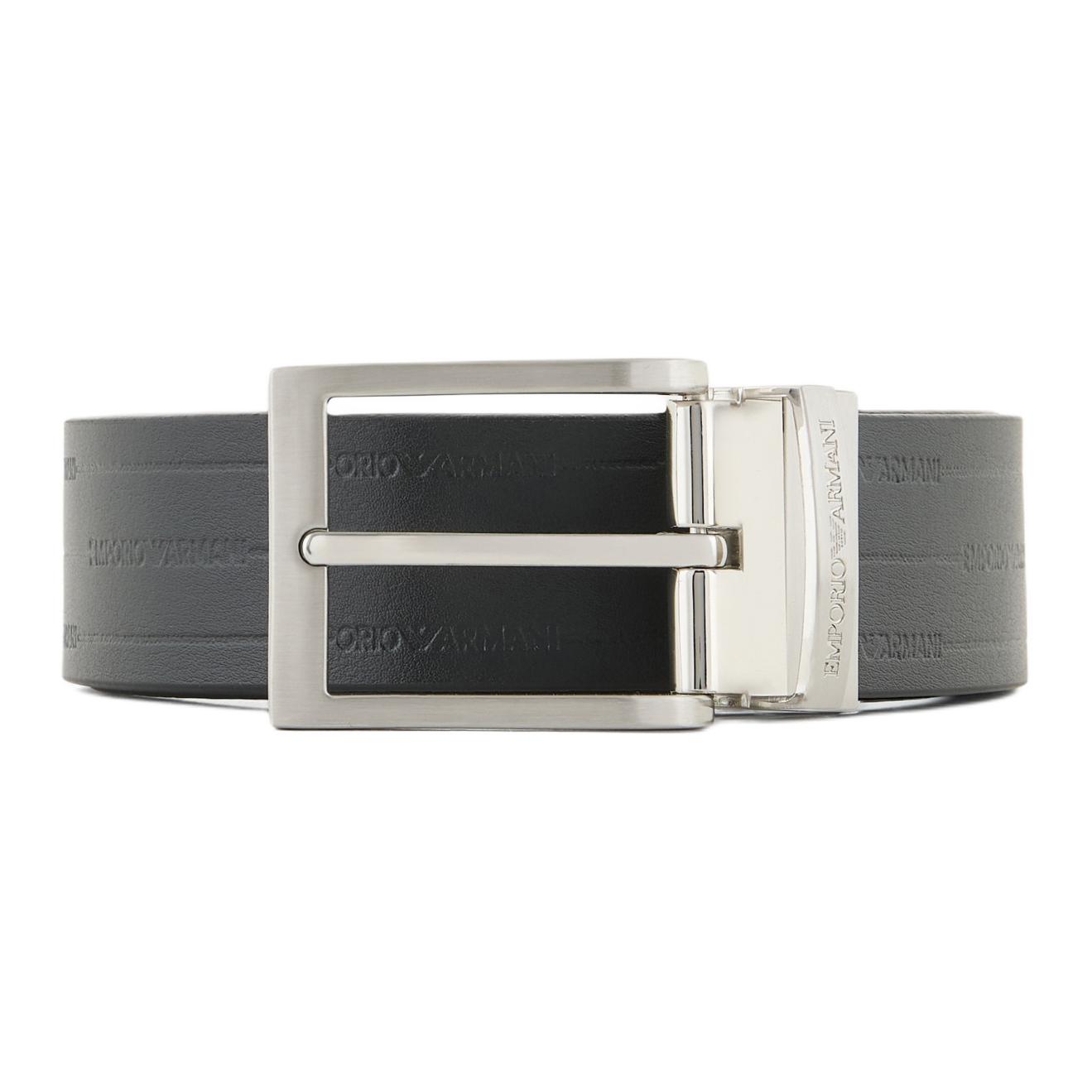 

EMPORIO ARMANI Реверсивный кожаный ремень с тисненым логотипом, Black