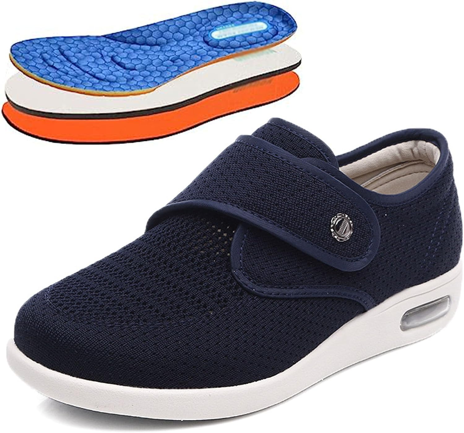 

Женские прогулочные туфли bumuam с поддержкой свода стопы, регулируемой застежкой для артрита, отека, подошвенного фасциита и отечных ног, размеры мужские 5/женские 6, Blue Men 5/Women 6