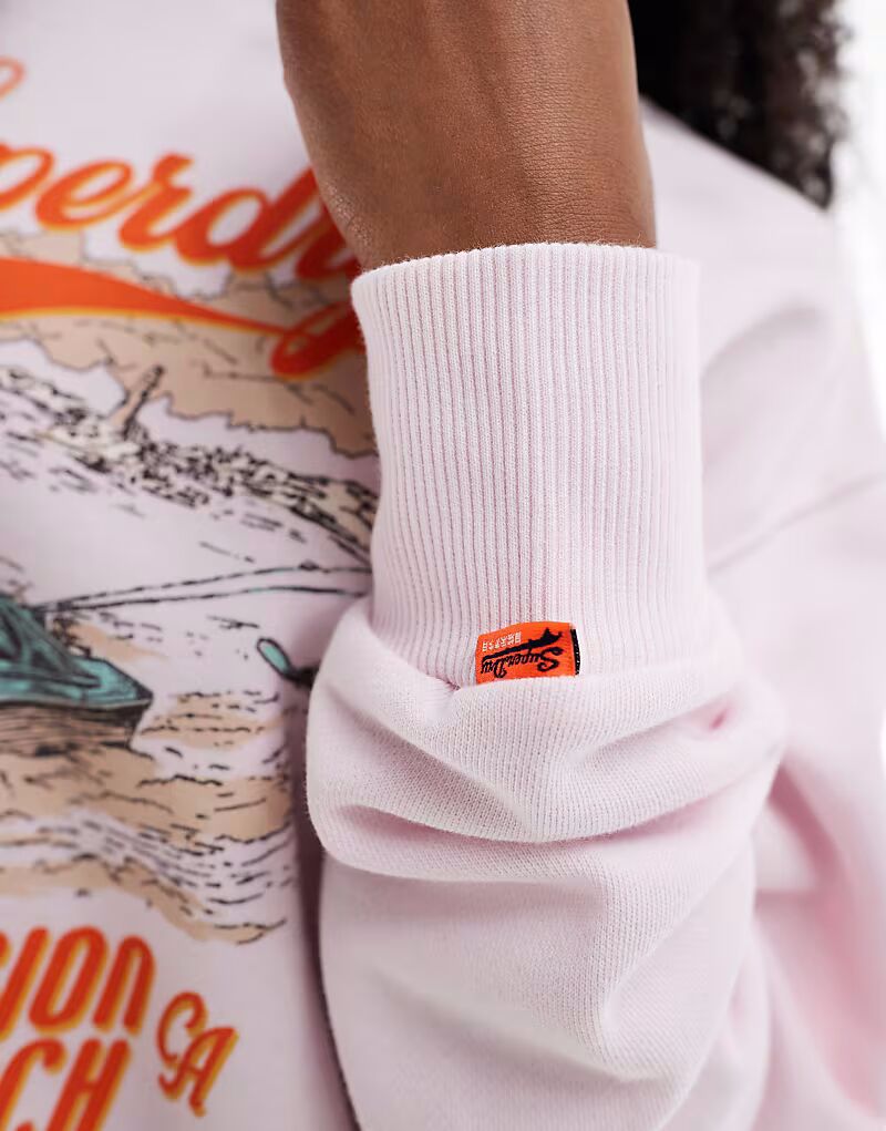 Свободная толстовка Superdry Souvenir с графическим принтом в цвете «Cradle Pink» — фото 3