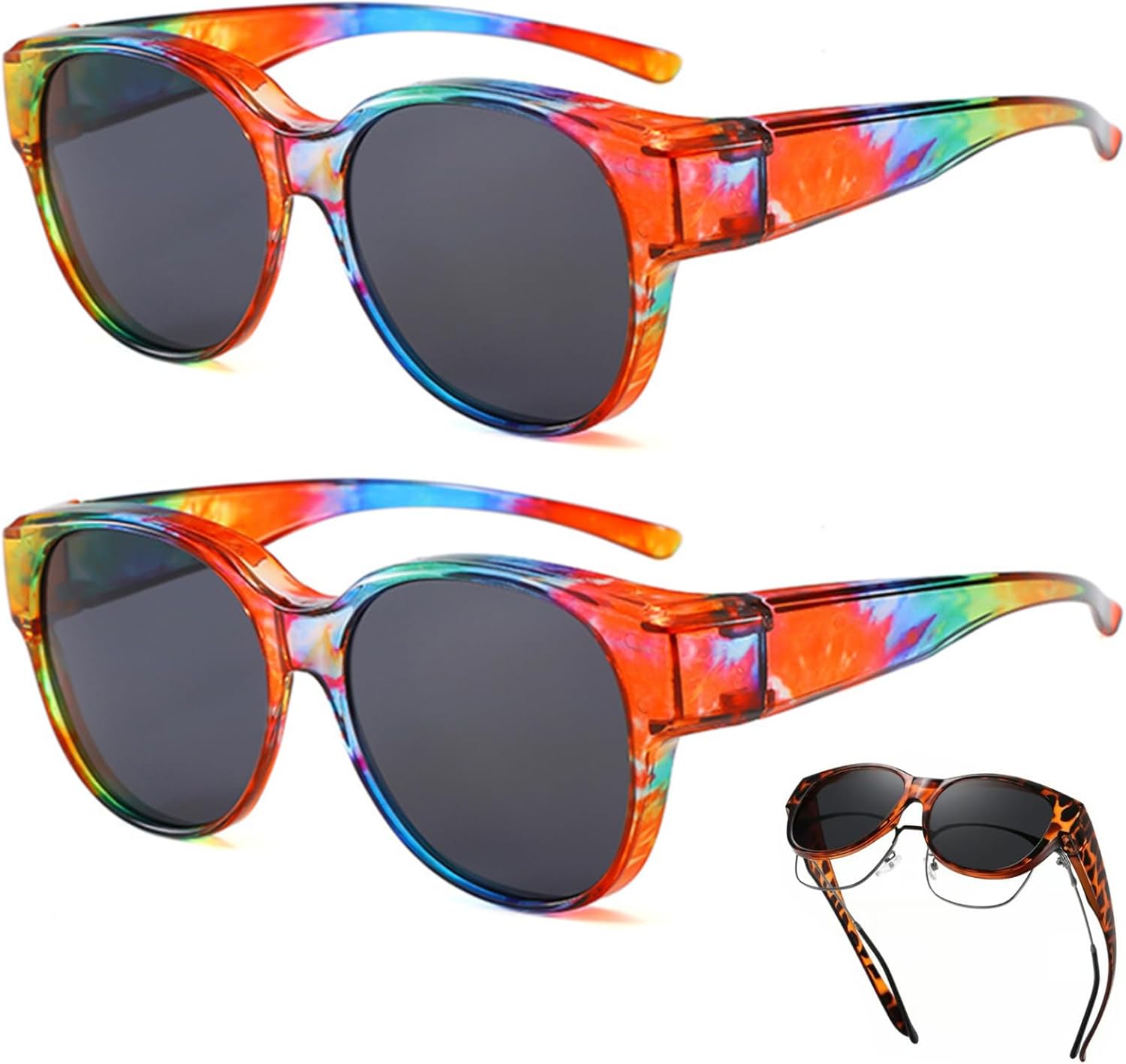 

Новые поляризованные солнцезащитные очки UV400 в стиле «кошачий глаз», модные круглые, модель 2025 года, 2 пары, надеваются поверх других солнцезащитных очков sudxin, 10#