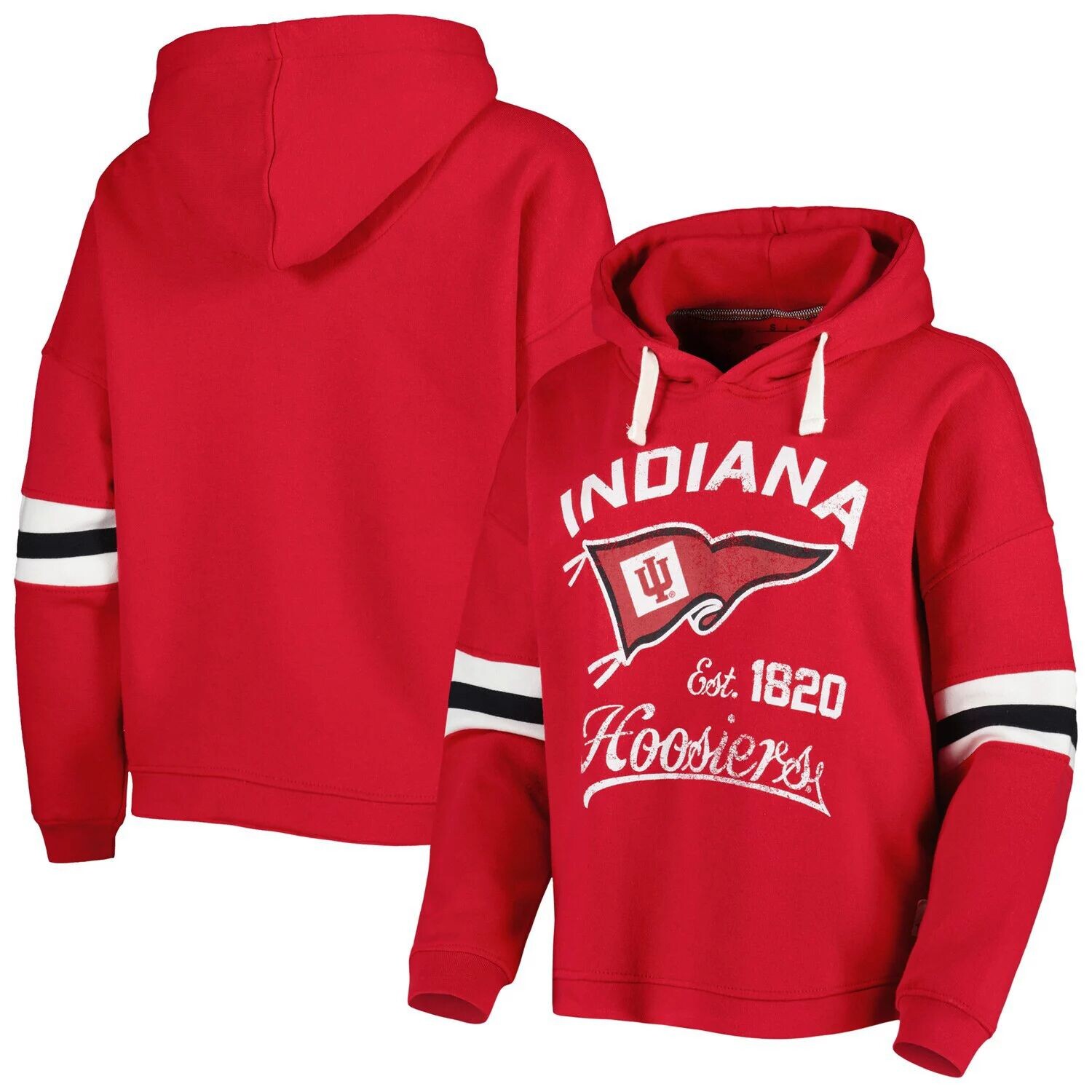 

Женский пуловер с капюшоном для прессы Crimson Indiana Hoosiers Super Pennant