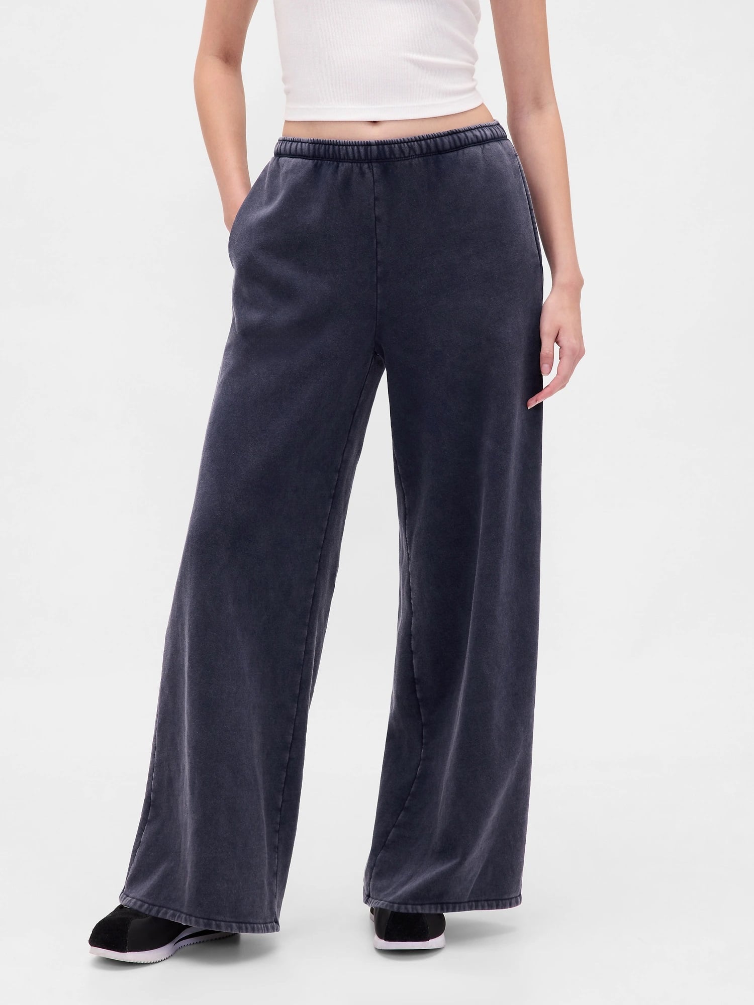(W) Винтажные мягкие широкие спортивные штаны свободного кроя GAP, TAPESTRY_NAVY