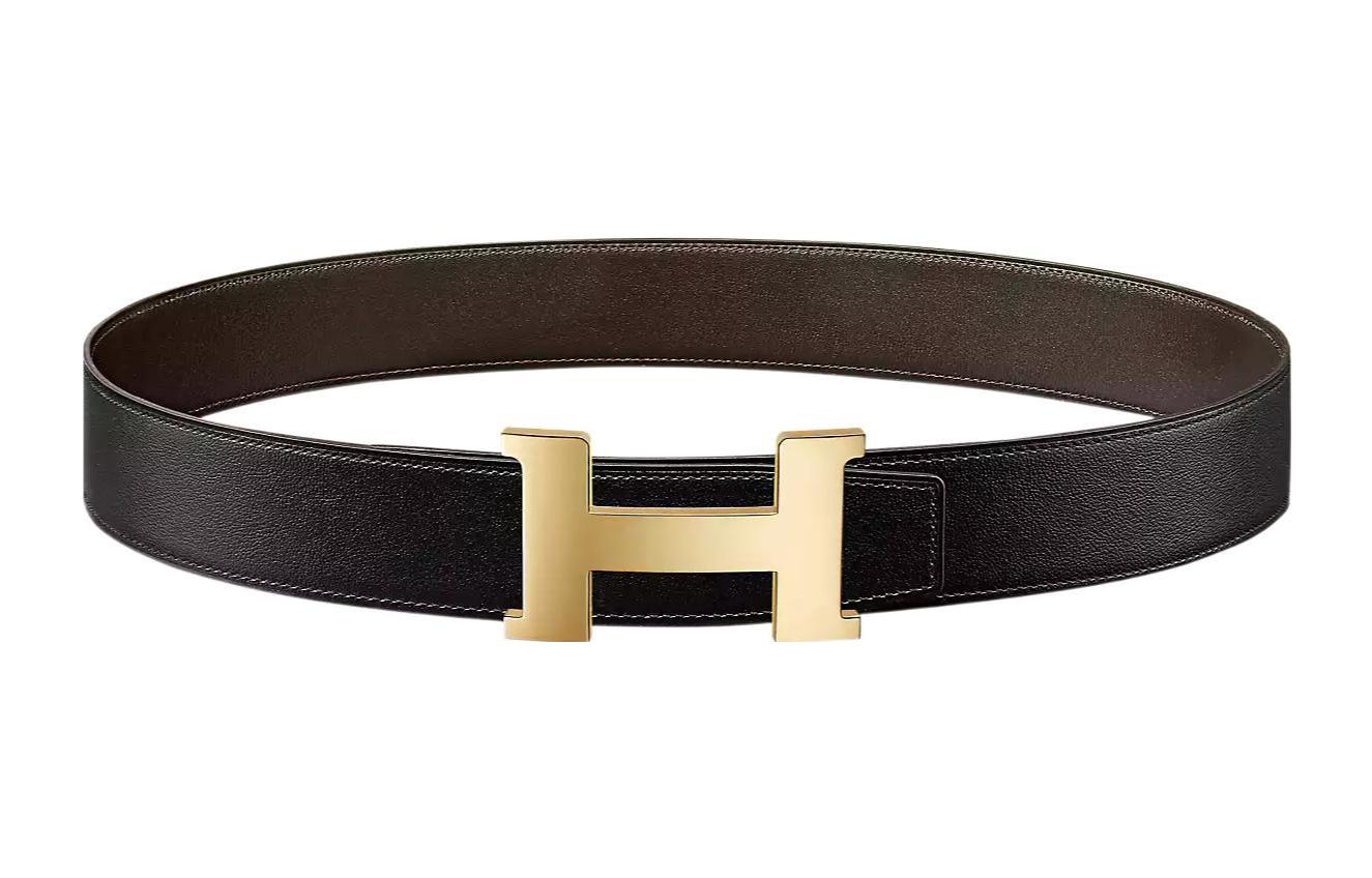 

HERMES Кожаный ремень мужской черный ширина 3,8 см, Black