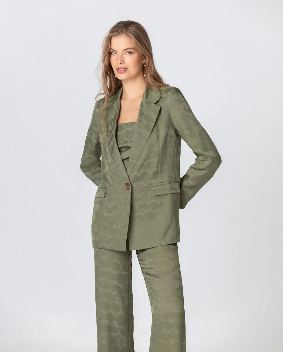 

Женский прямой блейзер с пуговицей и отложным воротником Noon, оливковый зеленый