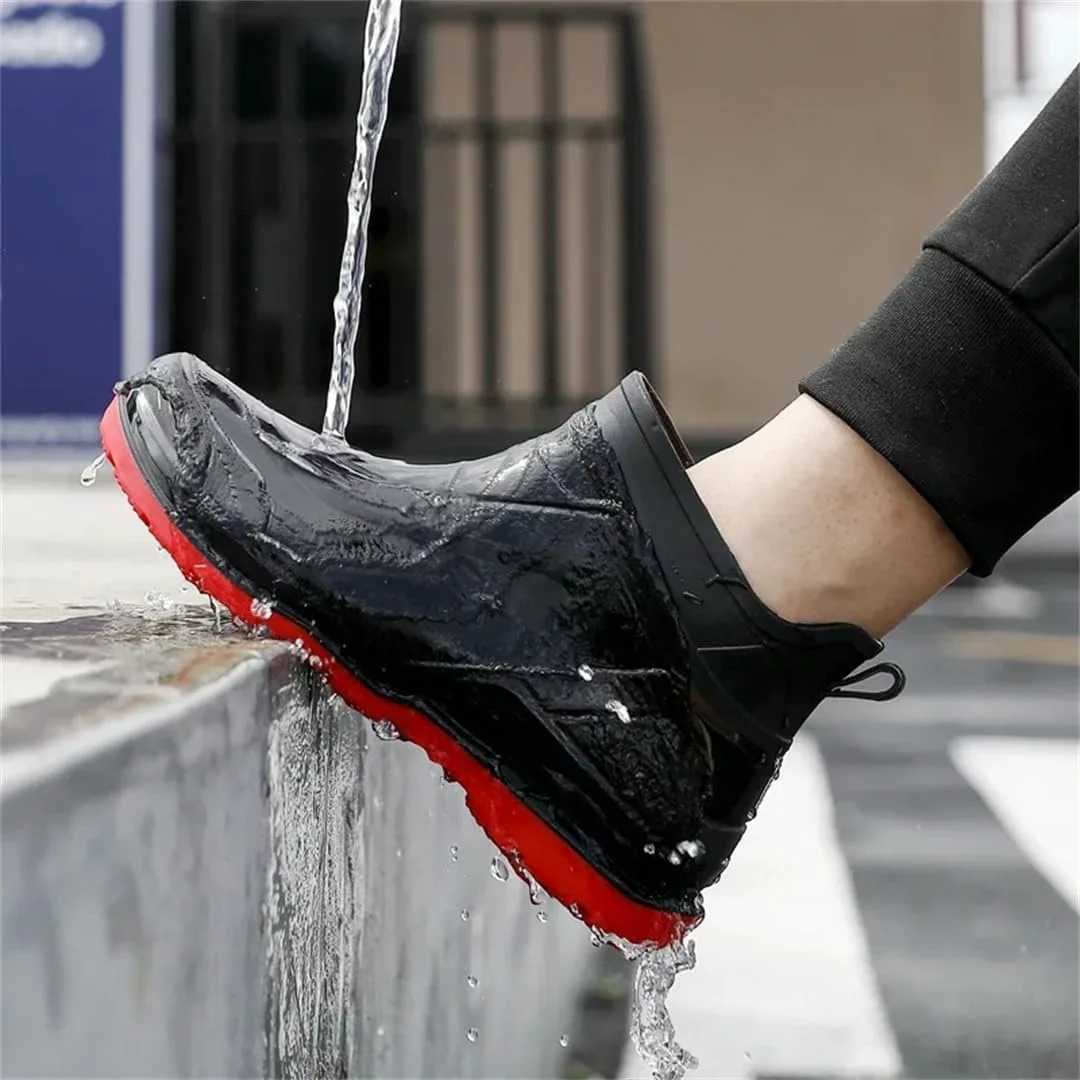 

Мужские короткие резиновые сапоги Wjnvfioo, прочные водонепроницаемые антискользящие резиновые ботинки для рыбалки и активного отдыха на улице, черный