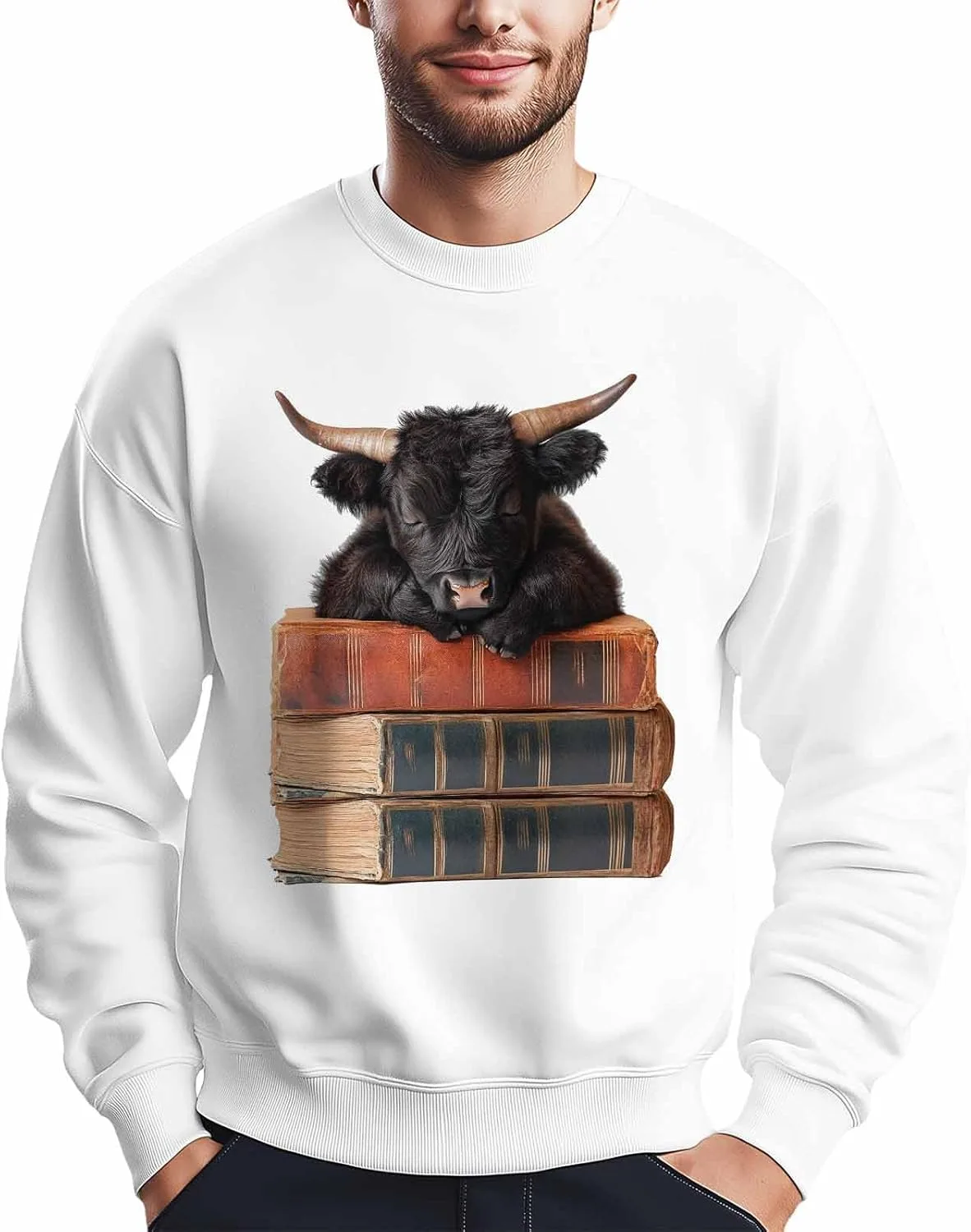 

Мужской свитшот с принтом "Sleeping Yak on Books" Winvebermior