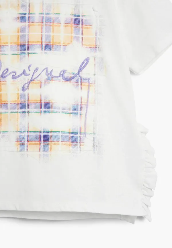 Футболка с коротким рукавом и клетчатым принтом Desigual, White — фото 4