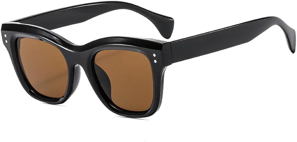 

Солнцезащитные очки для женщин 2027 года: модные ретро-очки с заклепками, винтажные солнцезащитные очки с защитой от УФ-излучения UV400 MTZJH, Black Brown