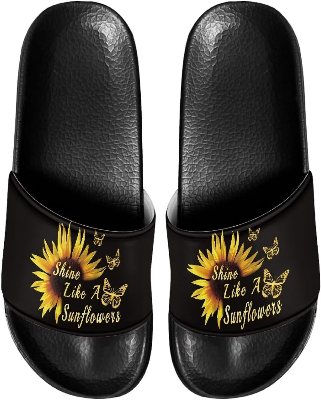 

Женские тапочки JUDENTIDOS с открытым носком, нескользящей подошвой, однотонной застежкой и мягкой плоской подошвой, Sunflower Butterfly