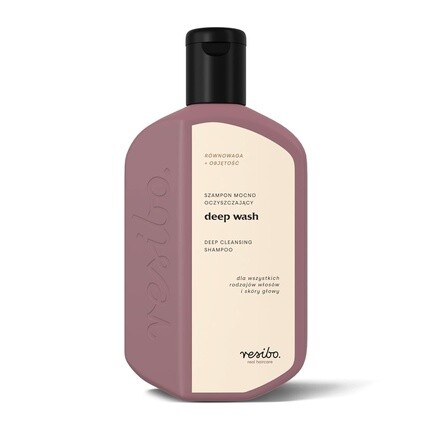 

Resibo Deep Wash Cleansing Shampoo Natural Vegan Aloe Vera Экстракты ромашки и лаванды Питательный увлажняющий Безсульфатная pH-нейтральная формула для всех типов волос 250 мл