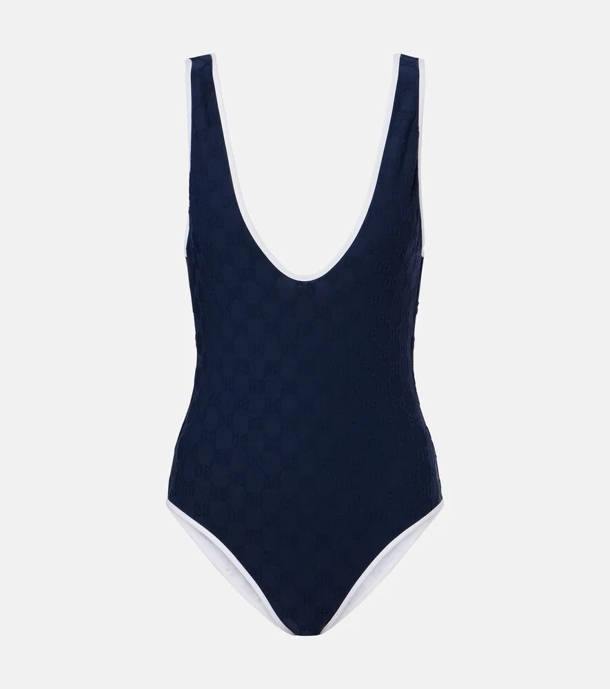 Купальник Gucci GG, дизайнерский цвет Caspian/White, синий