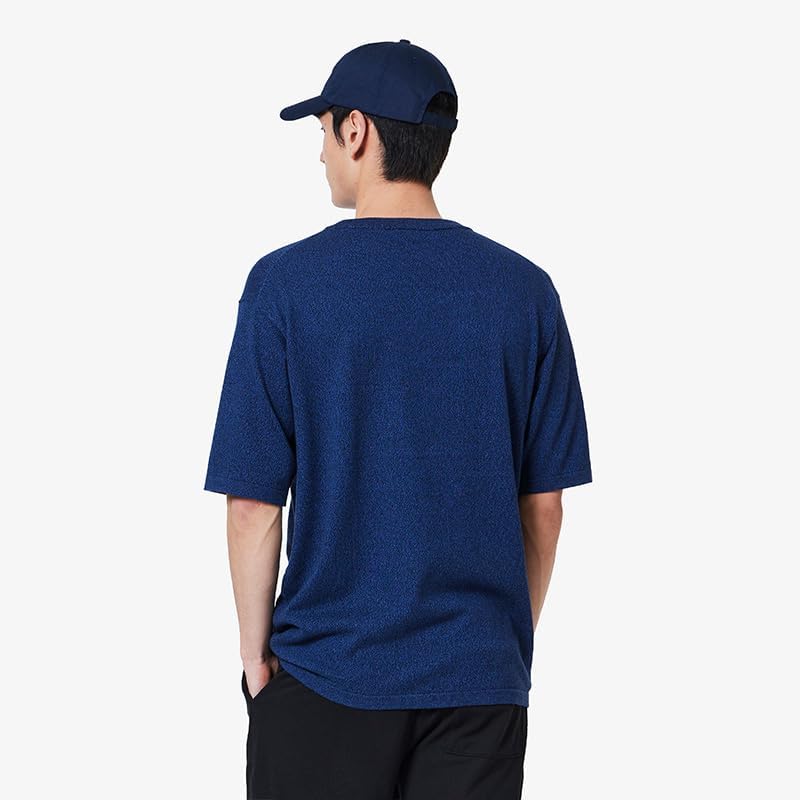 Мужская повседневная трикотажная футболка Lacoste в трехцветном меланжевом исполнении, темно-синий — фото 2