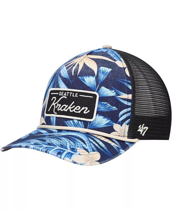 

'47 Brand Мужская темно-синяя шапка водителя грузовика Seattle Kraken Tropicalia с принтом по всей поверхности и регулируемой посадкой 5th & Ocean