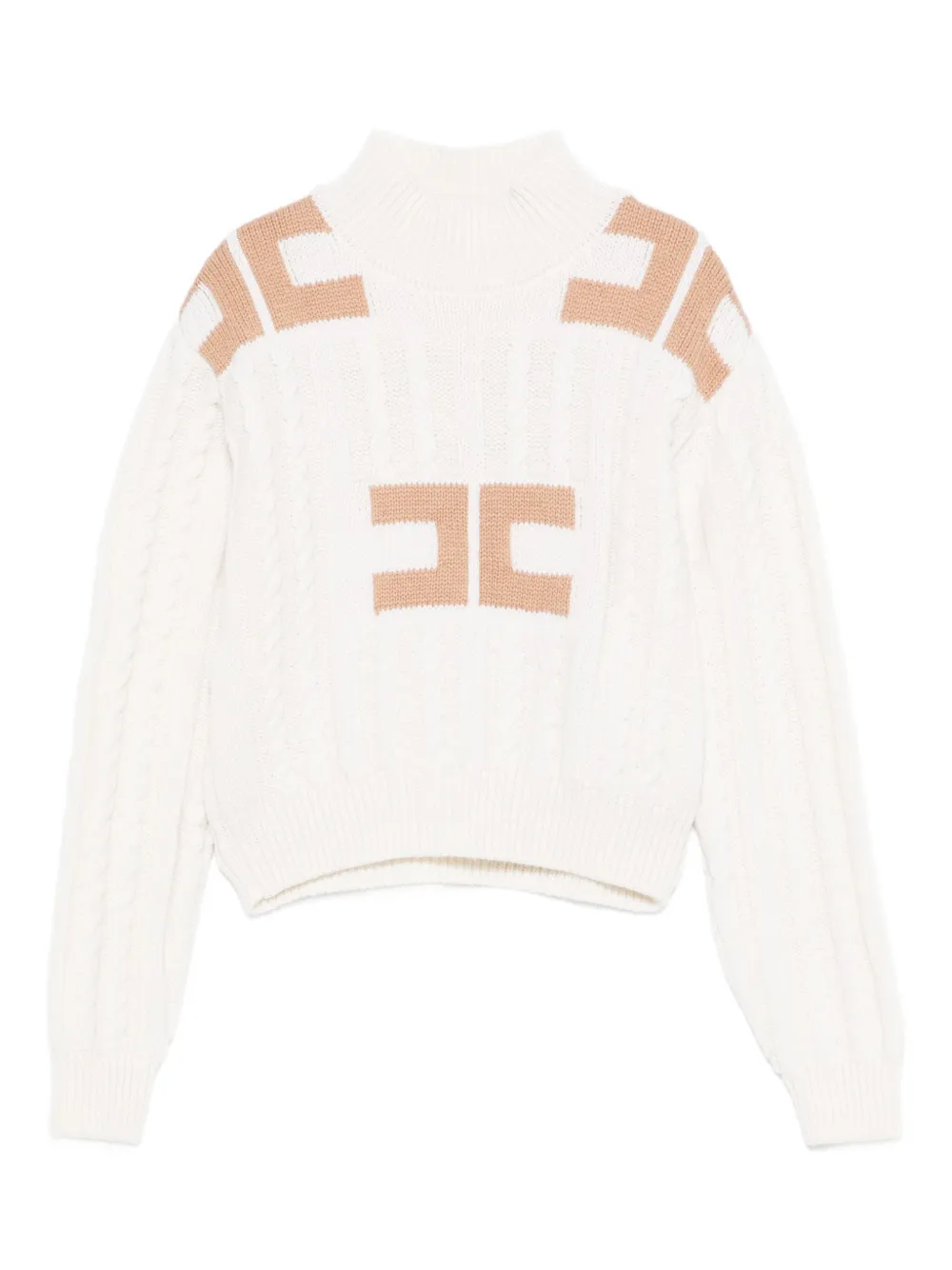 

Свитер фактурной вязки с логотипом Elisabetta Franchi La Mia Bambina, белый