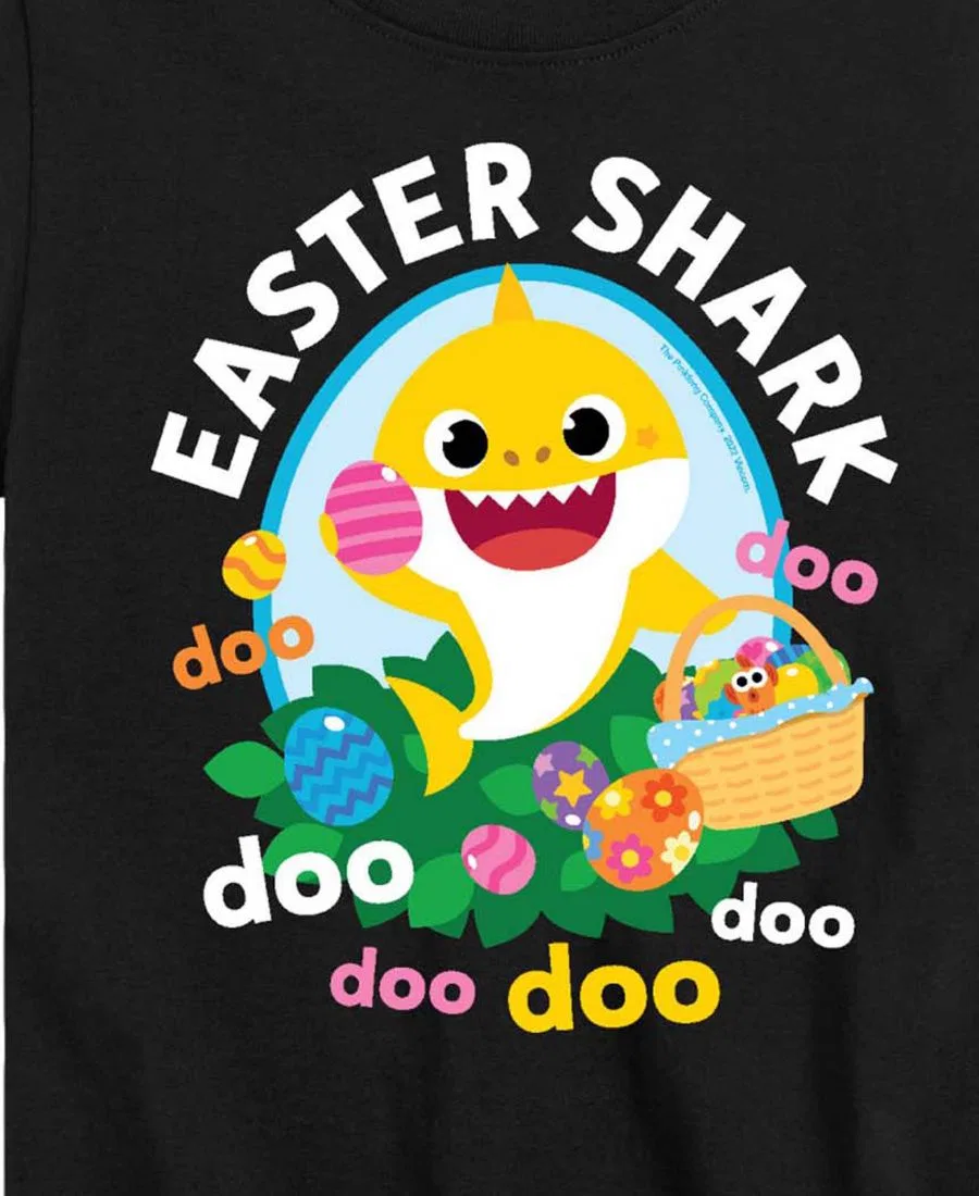 Детская футболка с коротким рукавом и рисунком "Baby Shark" на пасхальную тематику для мальчиков, размер 2T-5T Hybrid, черный — фото 3